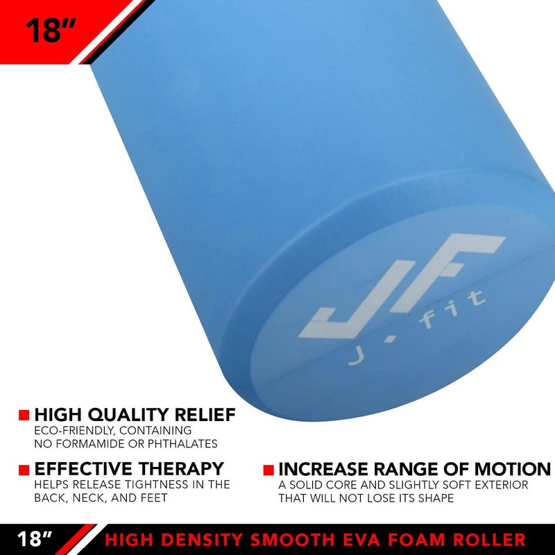 JFIT High Density Smooth EVA Foam Roller - 18" Blue - Image 3